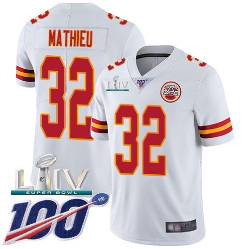 Kansas City Chiefs Nike 32 Tyrann Mathieu White Super Bowl LIV 2020 Youth Stitched NFL 100th Season Vapor Untouchable Limited Jersey